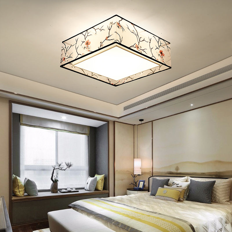 Fabric Close to Ceiling Light Geometrical Traditional Ceiling Mount Light Fixture