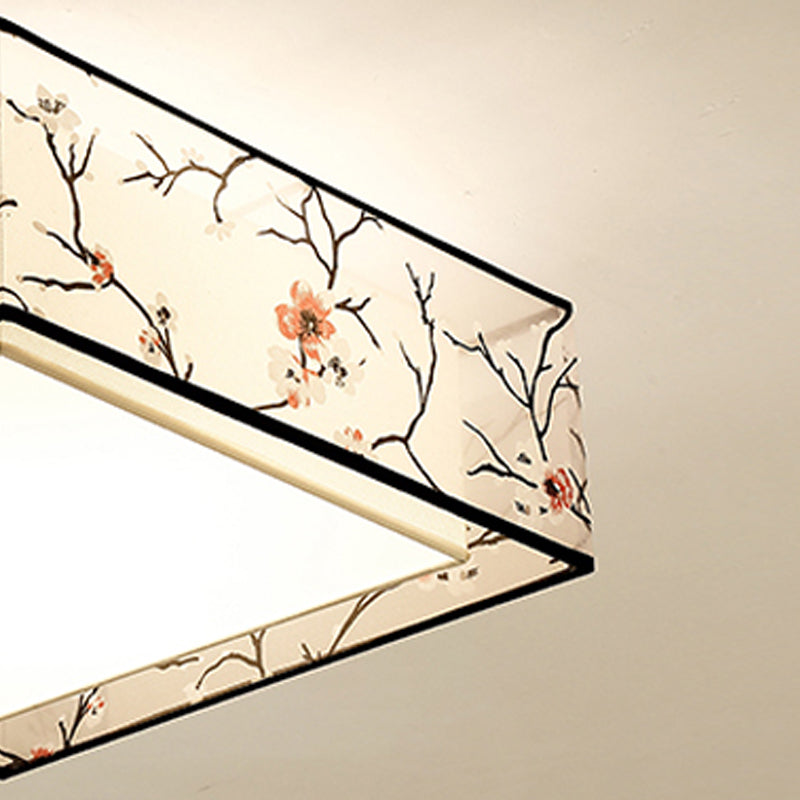 Fabric Close to Ceiling Light Geometrical Traditional Ceiling Mount Light Fixture