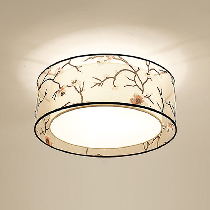 Fabric Close to Ceiling Light Geometrical Traditional Ceiling Mount Light Fixture