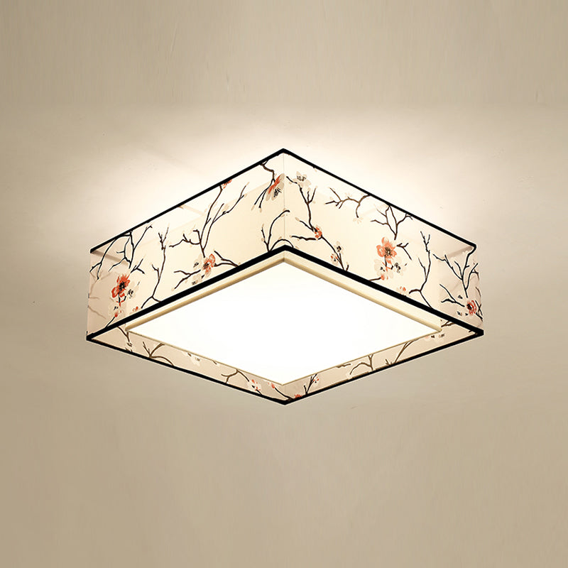 Fabric Close to Ceiling Light Geometrical Traditional Ceiling Mount Light Fixture