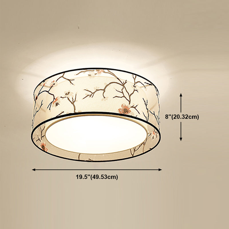 Fabric Close to Ceiling Light Geometrical Traditional Ceiling Mount Light Fixture