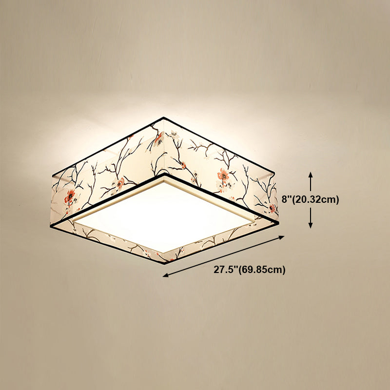 Fabric Close to Ceiling Light Geometrical Traditional Ceiling Mount Light Fixture