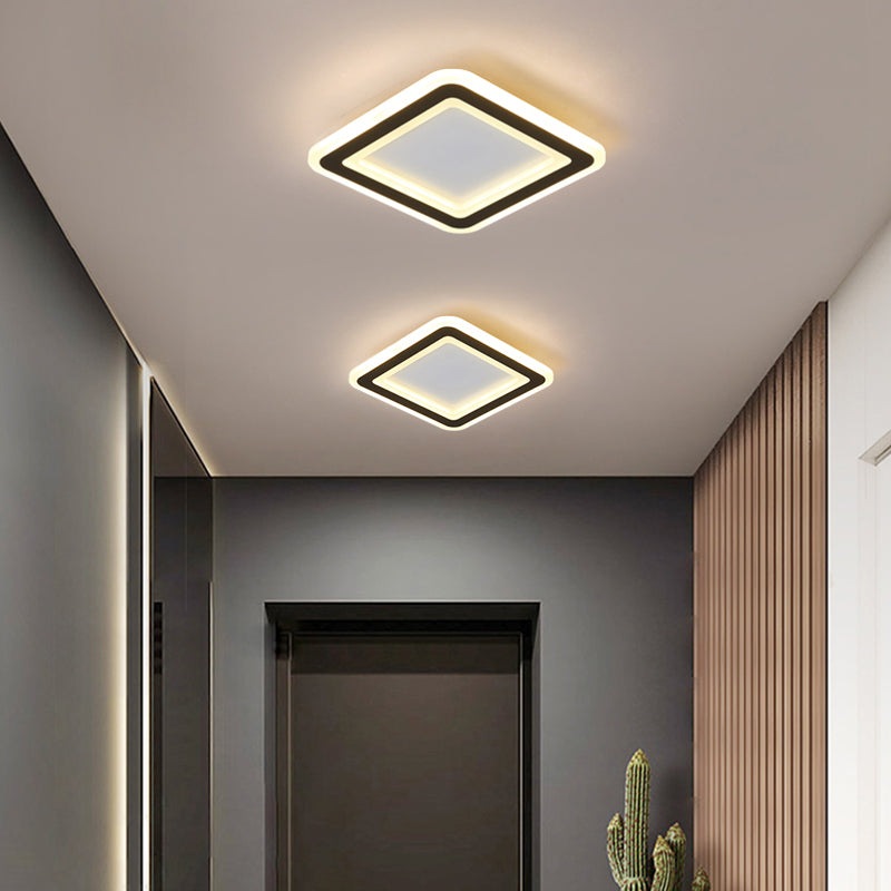 Metal Geometric Shape Flush Ceiling Light Modern 1 Light Flush Mount Lighting in Black