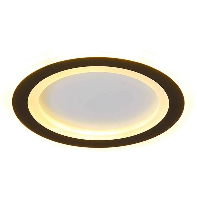 Metal Geometric Shape Flush Ceiling Light Modern 1 Light Flush Mount Lighting in Black