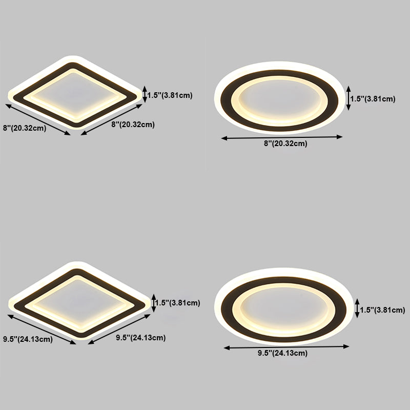 Forma geometrica in metallo Luce del soffitto a fiuto moderno 1 illuminazione a montaggio a filo in nero