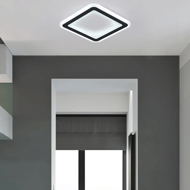 Metal Geometric Shape Flush Ceiling Light Modern 1 Light Flush Mount Lighting in Black