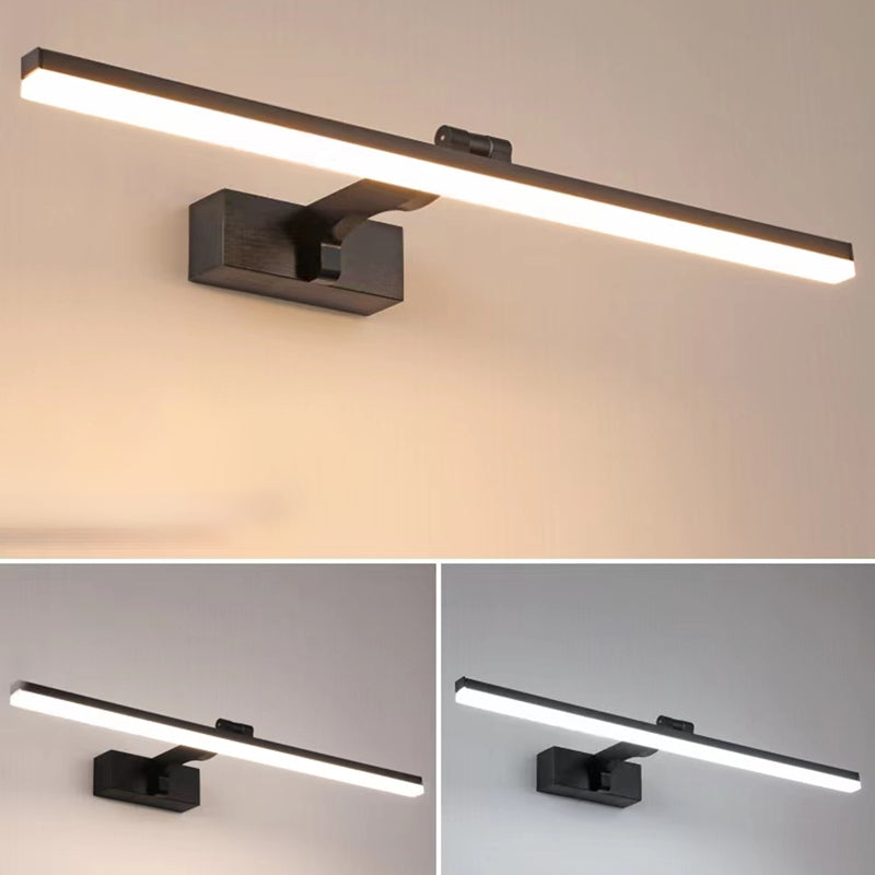 Lineaire moderne stijl ijdelheid licht metaal 1 licht led spiegel licht voor badkamer in zwart