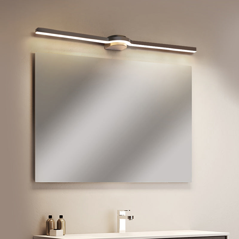 Metal Linear Shape Wall Light Modern 1-Light Mirror Mounted Light Fixture