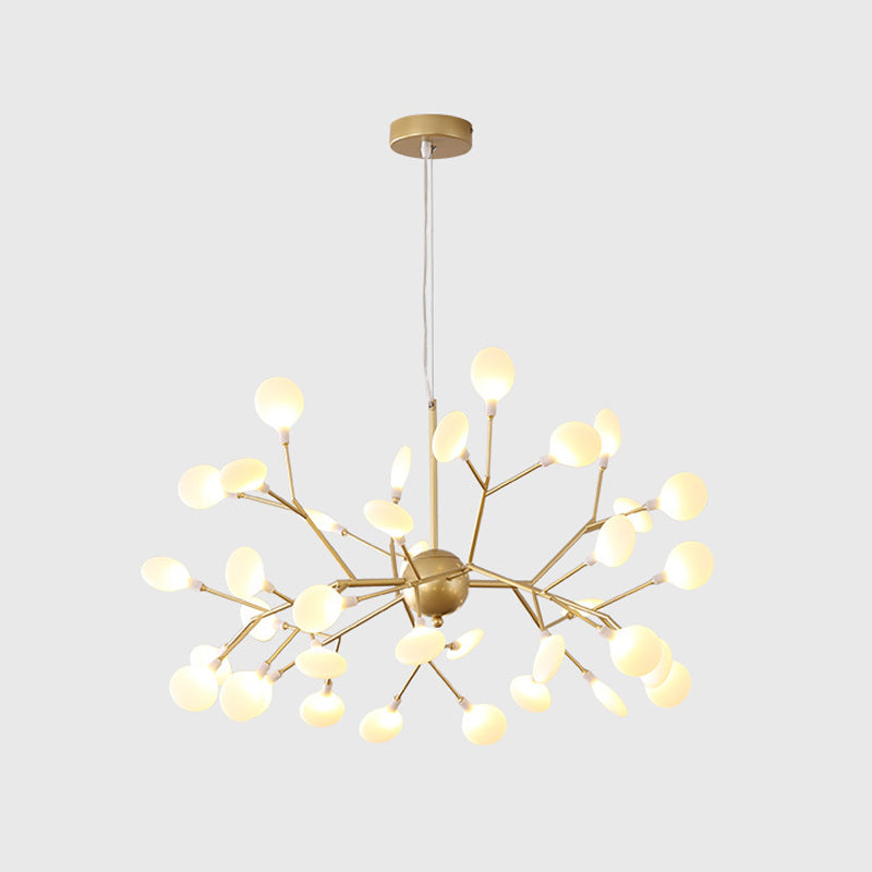 Branch Shape Chandelier Modern Fireflies Chandelier Light in Gold for Living Room