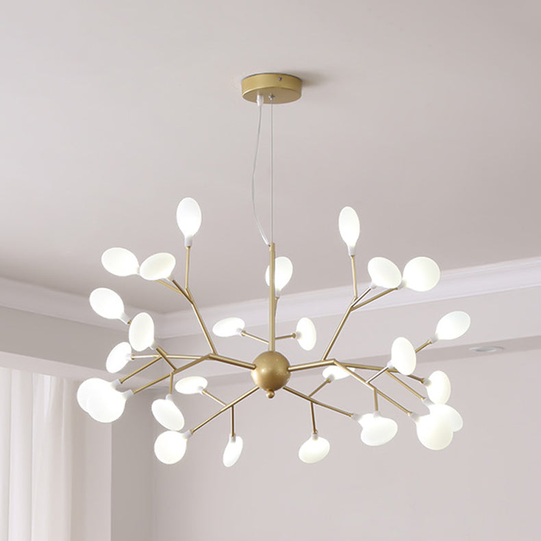 Branch Shape Chandelier Modern Fireflies Chandelier Light in Gold for Living Room