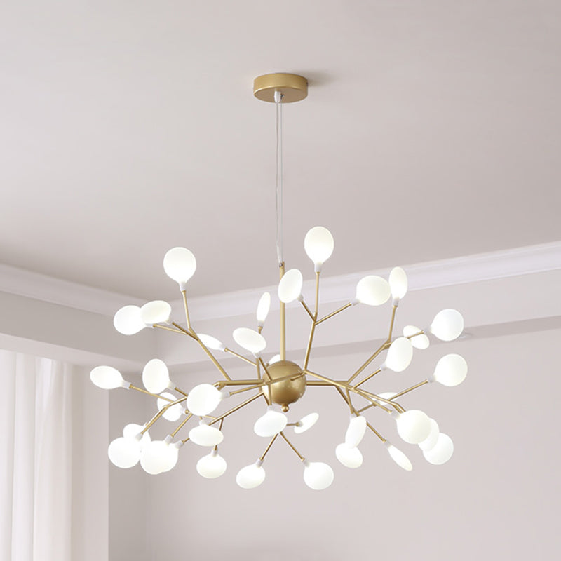 Branch Shape Chandelier Modern Fireflies Chandelier Light in Gold for Living Room