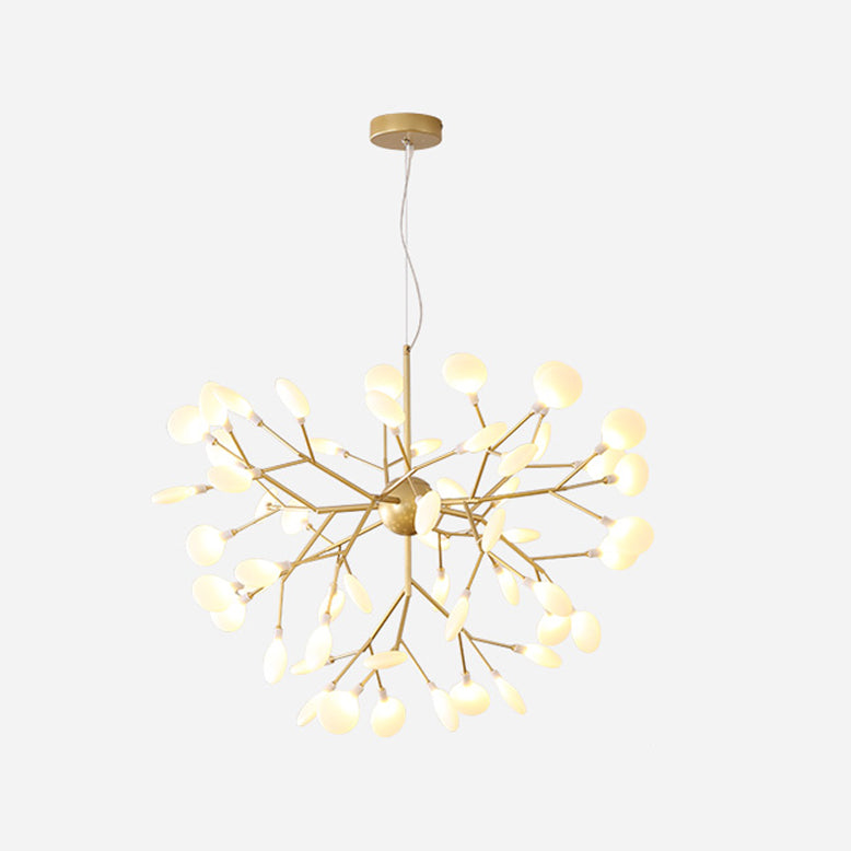 Branch Shape Chandelier Modern Fireflies Chandelier Light in Gold for Living Room