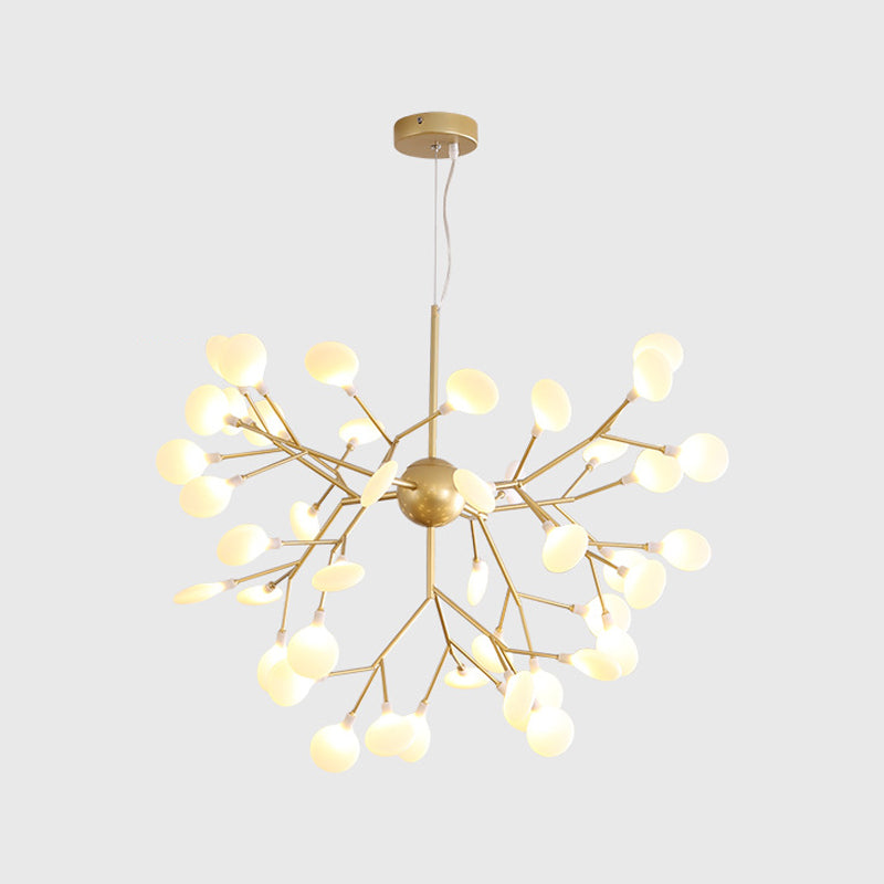 Branch Shape Chandelier Modern Fireflies Chandelier Light in Gold for Living Room