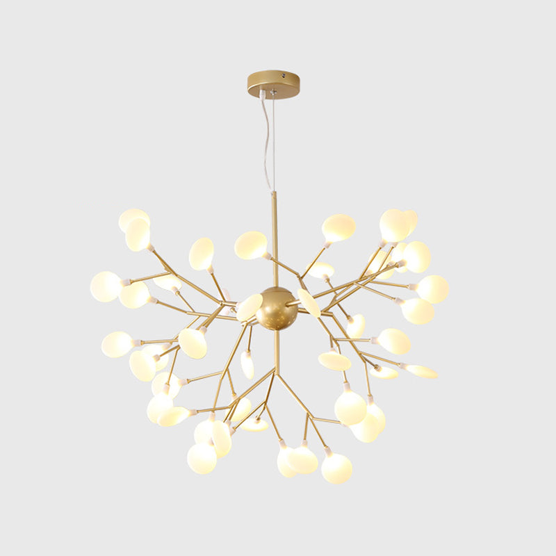 Branch Shape Chandelier Modern Fireflies Chandelier Light in Gold for Living Room