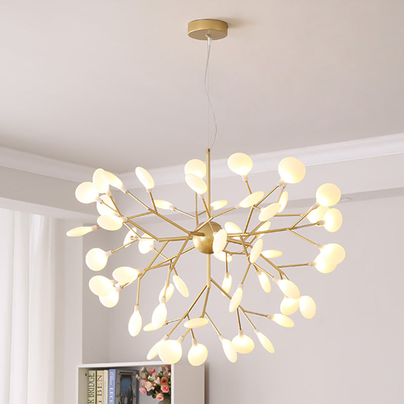 Branch Shape Chandelier Modern Fireflies Chandelier Light in Gold for Living Room