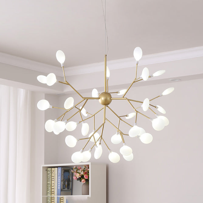 Branch Shape Chandelier Modern Fireflies Chandelier Light in Gold for Living Room