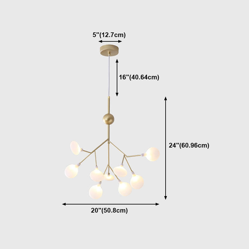 Branch Shape Chandelier Modern Fireflies Chandelier Light in Gold for Living Room