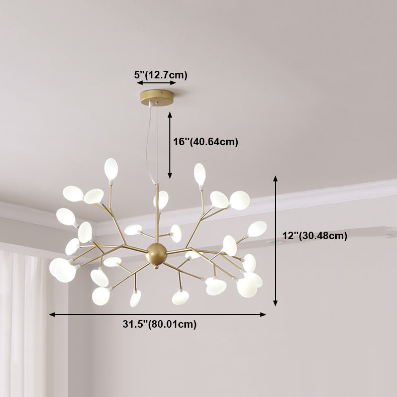 Branch Shape Chandelier Modern Fireflies Chandelier Light in Gold for Living Room