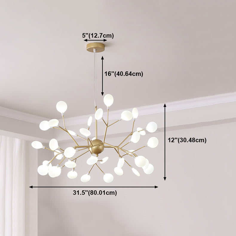 Branch Shape Chandelier Modern Fireflies Chandelier Light in Gold for Living Room