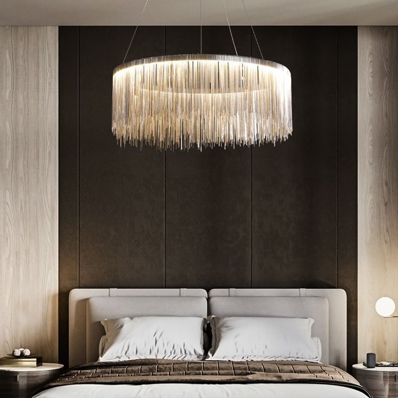 Metal Cylindrical Shape Chandelier Modern Style Multi 1 Light Hanging Light for Bedroom