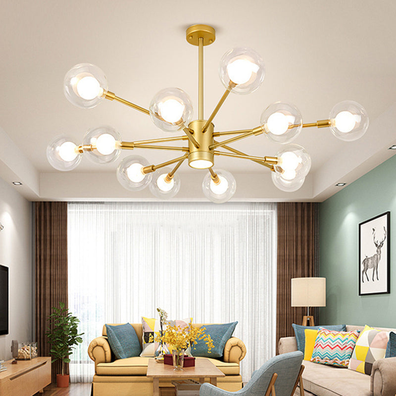 Forme sphérique Chandelier Light Modern Style Glass Multi Light Prowing Lamping pour chambre à coucher