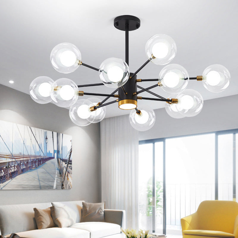 Spherical Shape Chandelier Light Modern Style Glass Multi Light Hanging Lamp for Bedroom