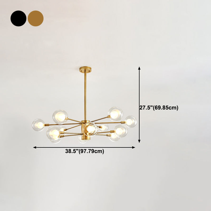 Spherical Shape Chandelier Light Modern Style Glass Multi Light Hanging Lamp for Bedroom