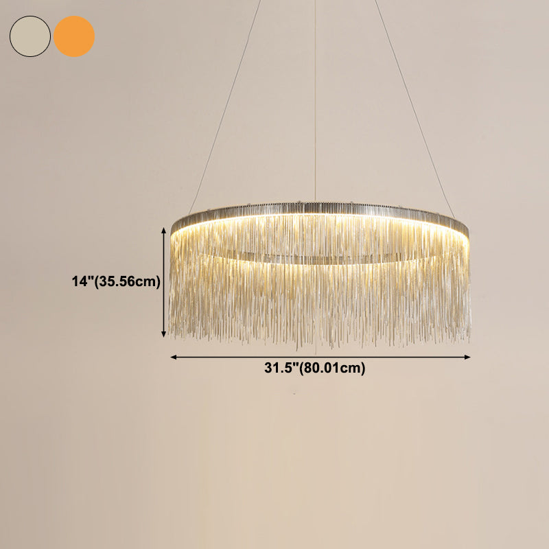 Modern Style Cylindrical Chandelier Metal 1 Light Hanging Lamp for Bedroom