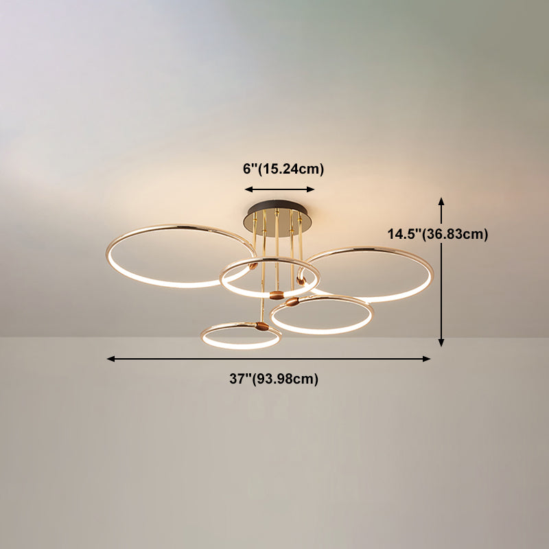 Lustres circulaires multiples modernes Restaurant du lustre en or suspendu