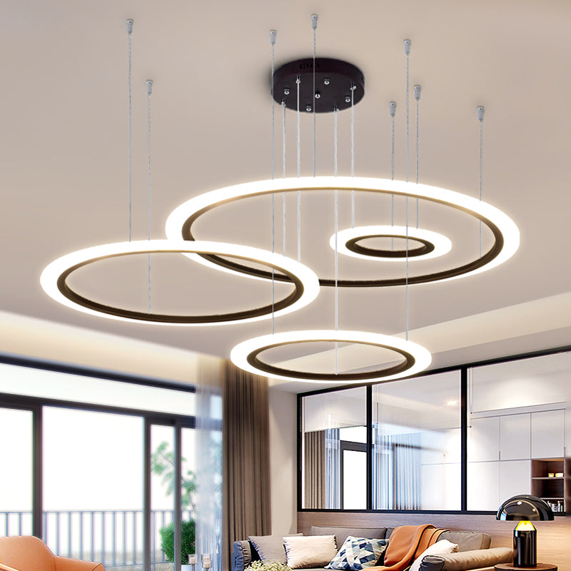 Contemporary Black Circular Chandelier Light Fixtures Restaurant Hanging Chandelier