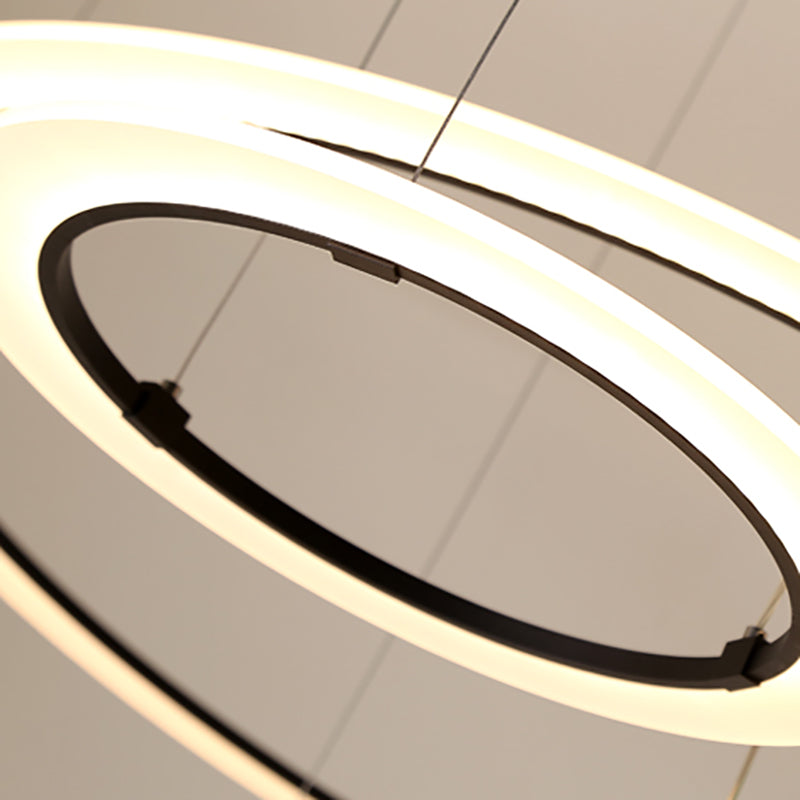 Contemporary Black Circular Chandelier Light Fixtures Restaurant Hanging Chandelier