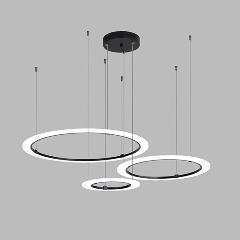 Contemporary Black Circular Chandelier Light Fixtures Restaurant Hanging Chandelier