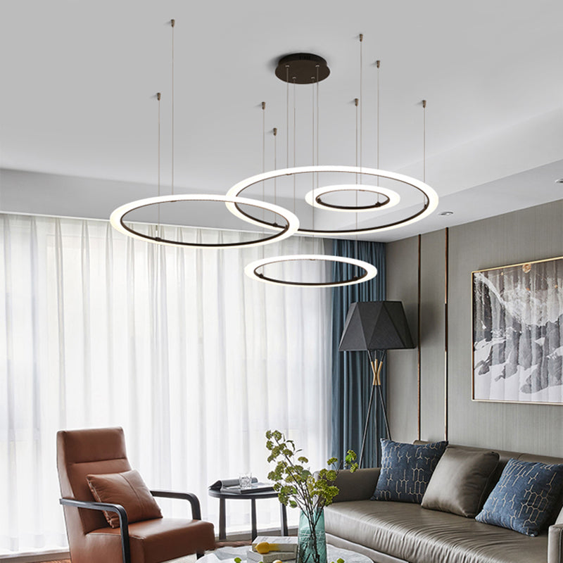 Contemporary Black Circular Chandelier Light Fixtures Restaurant Hanging Chandelier