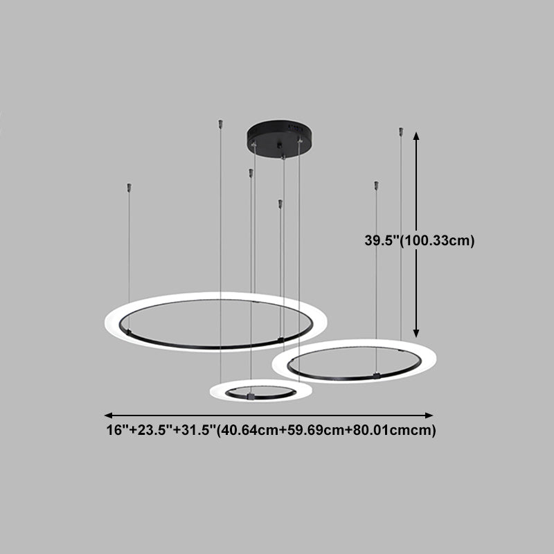 Contemporary Black Circular Chandelier Light Fixtures Restaurant Hanging Chandelier