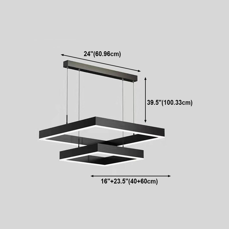 Multi-tier vierkante kroonluchter verlichtingsarmaturen Restaurant Modern Hanging Chandelier