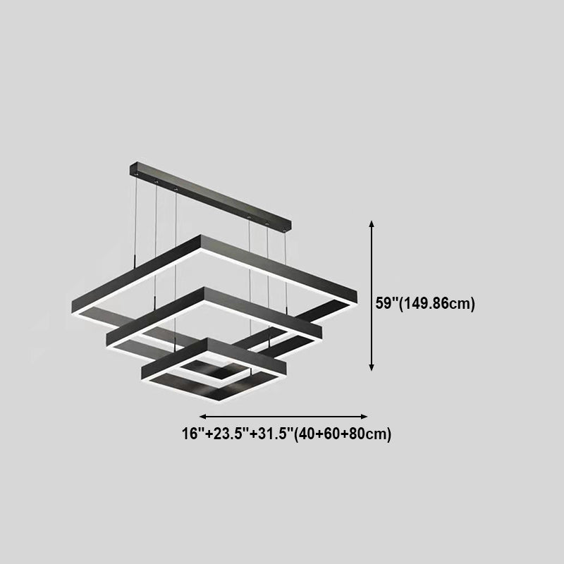 Multi-tier vierkante kroonluchter verlichtingsarmaturen Restaurant Modern Hanging Chandelier