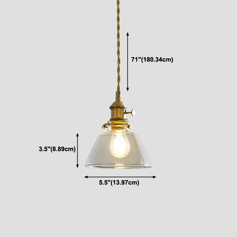 1-Light Copper Hanging Light Fixture Vintage Glass Pendant Light for Dining Room