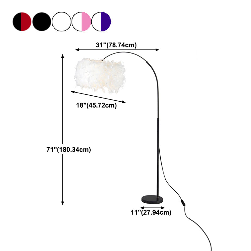 Assayage d'éclairage au sol de la lampe à l'adhésion moderne avec nuance de plumes pour le salon