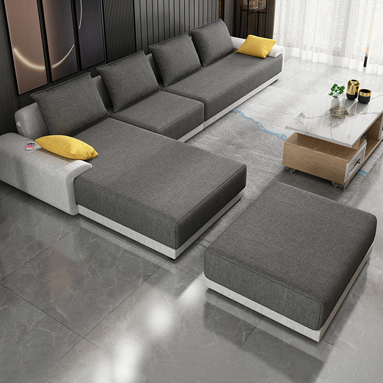 Modern Removable Cushions Slipcovered Sofa with Reversible Chaise
