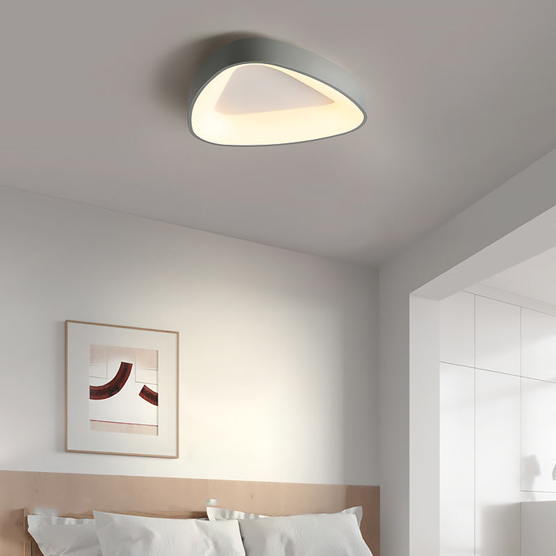 Metal Geometric Shape Flush Ceiling Light Modern 1 Light Flush Mount Lighting in Gray