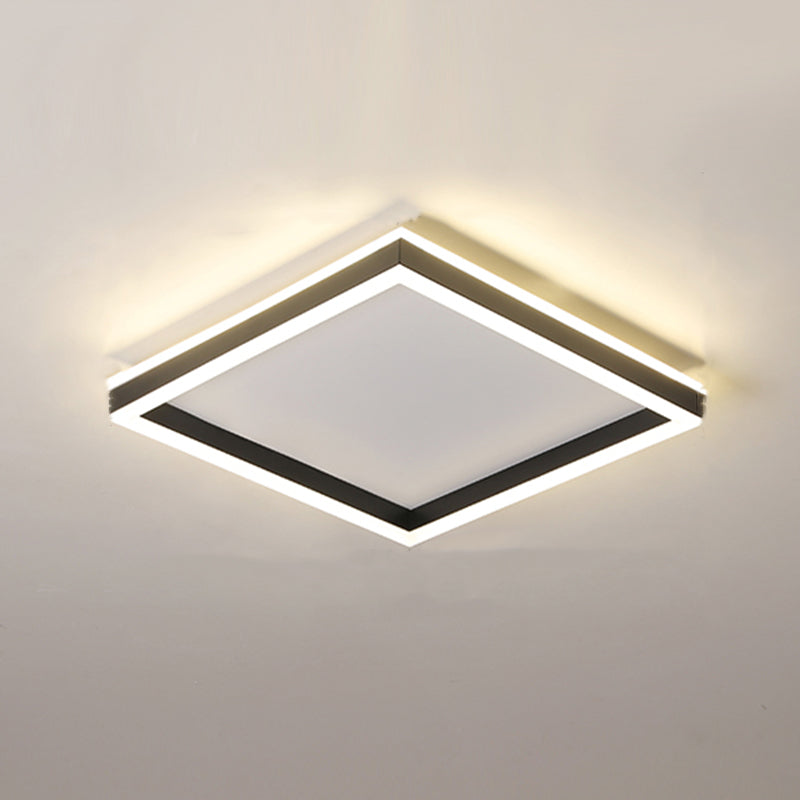 Metal Geometric Shape Flush Ceiling Light Modern 1 Light Flush Mount Lighting in Black