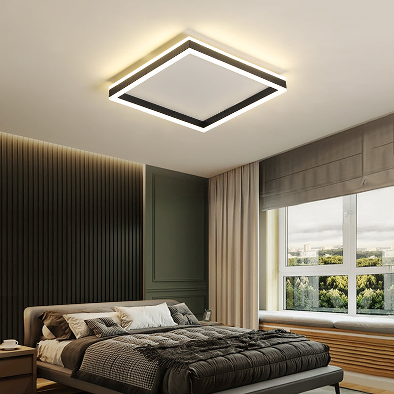 Metal Geometric Shape Flush Ceiling Light Modern 1 Light Flush Mount Lighting in Black