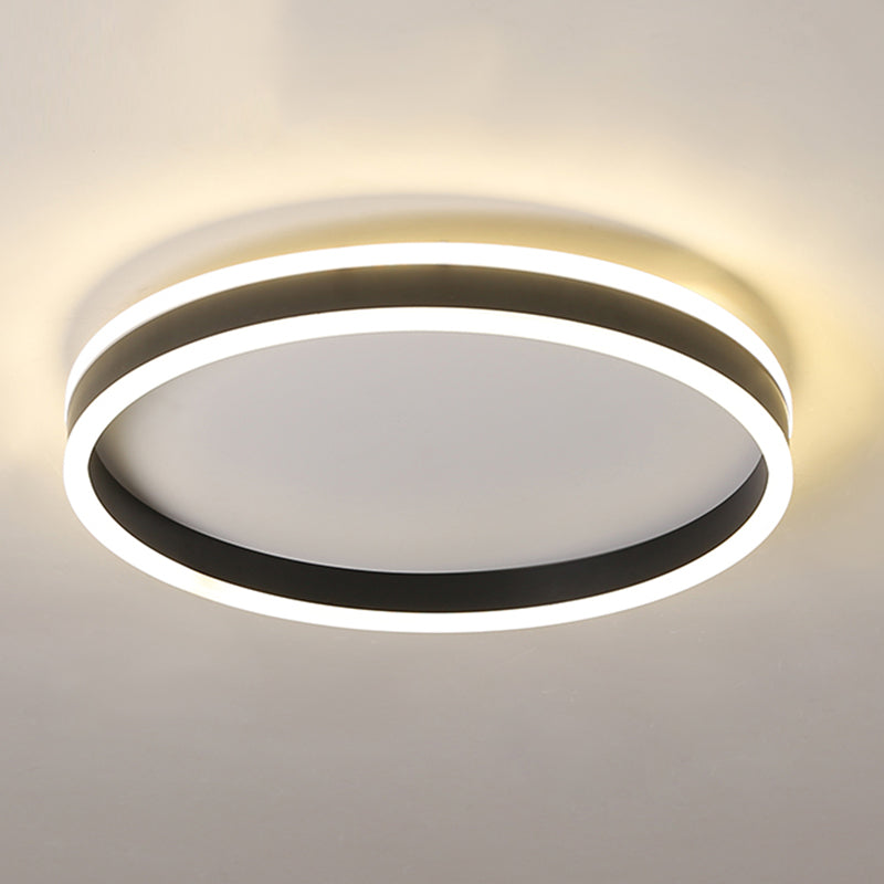 Metal Geometric Shape Flush Ceiling Light Modern 1 Light Flush Mount Lighting in Black