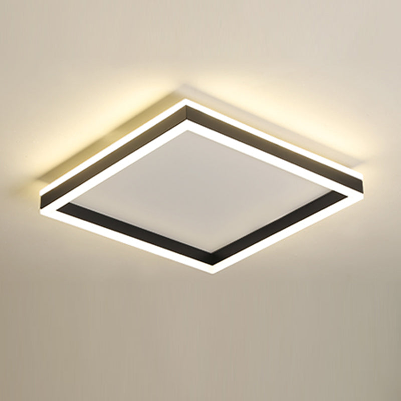 Metal Geometric Shape Flush Ceiling Light Modern 1 Light Flush Mount Lighting in Black