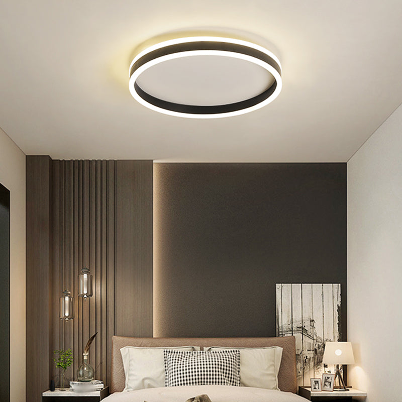 Metal Geometric Shape Flush Ceiling Light Modern 1 Light Flush Mount Lighting in Black