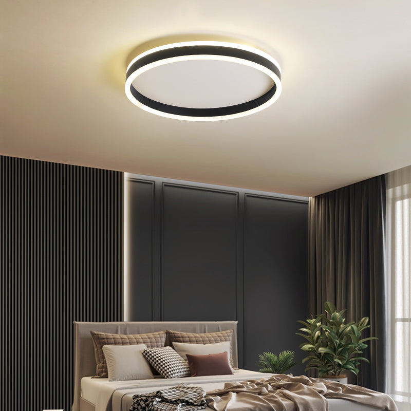 Metal Geometric Shape Flush Ceiling Light Modern 1 Light Flush Mount Lighting in Black