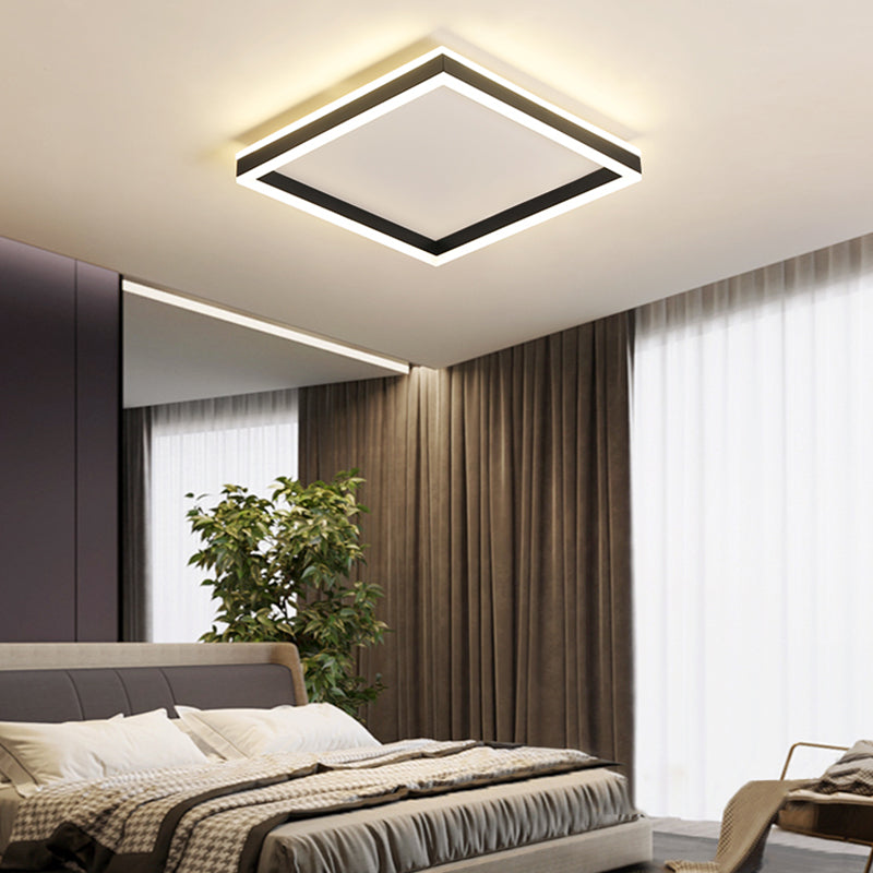 Metal Geometric Shape Flush Ceiling Light Modern 1 Light Flush Mount Lighting in Black