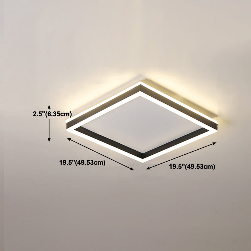 Forma geométrica de metal Flush Light Modern 1 Light Fancle Mounting en negro