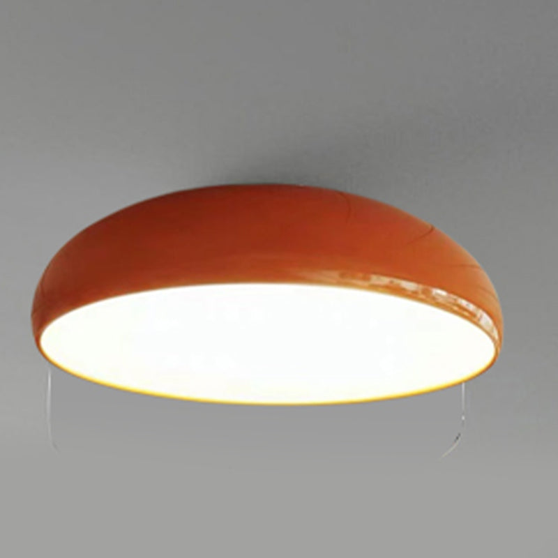 Bowl Shaped Foyer Ceiling Lighting Aluminum Macaron Flush Mount Light