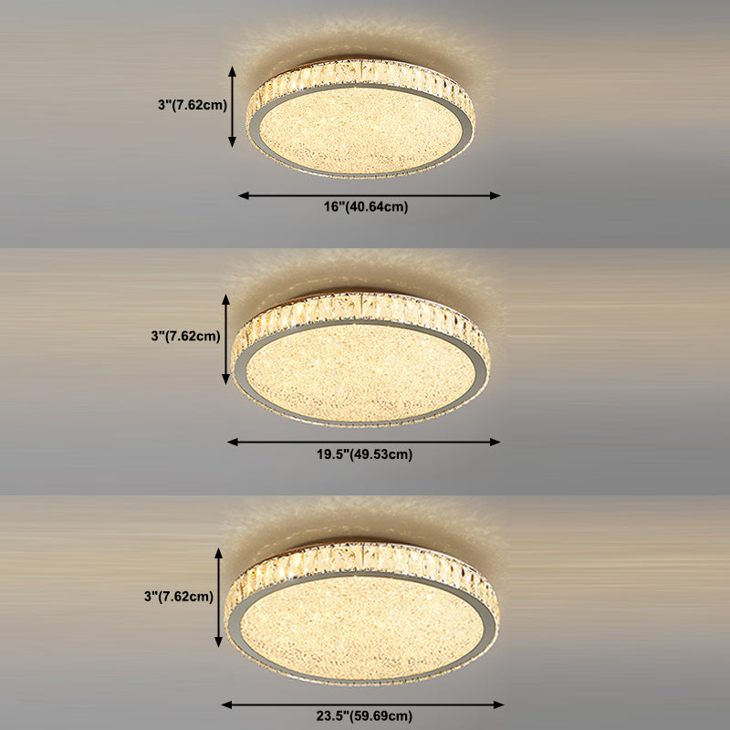 Acier inoxydable rond de plafond de plafond simple Crystal LED Crystal Light